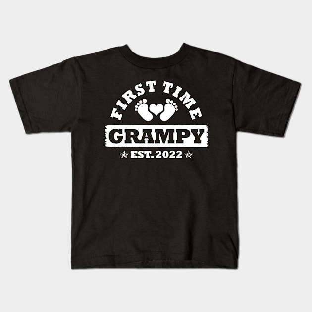 First Time Grampy Est 2022 Funny Father's Day Gift Kids T-Shirt by Penda